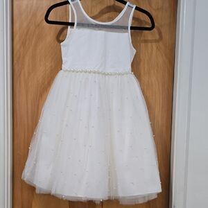 American Princess Ivory Tulle Pearl Waist Formal Dress for Girls